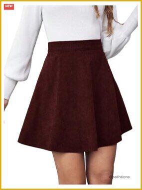 Faux Suede A-Line Mini Skirt, High Waisted Bodycon Skirt for Women
